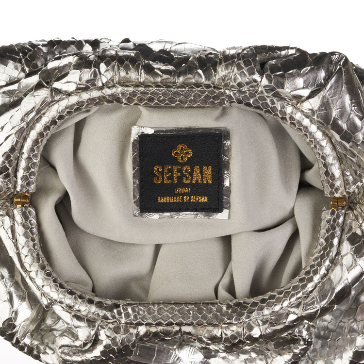 CLOUD CLUTCH - METALLIC SILVER PYTHON COLOR